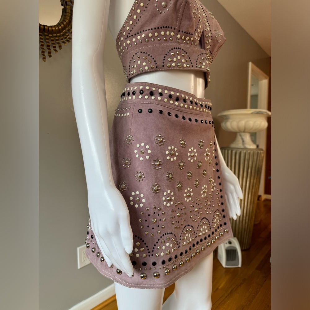 Nasty Gal - Lilac Sisters of the Moon Studded Suede Skirt & Top Set - Picture 14 of 17